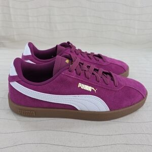 Puma Youth Club II Era Berry Suede White Casual Shoes 398886-11 Size 5.5 NEW